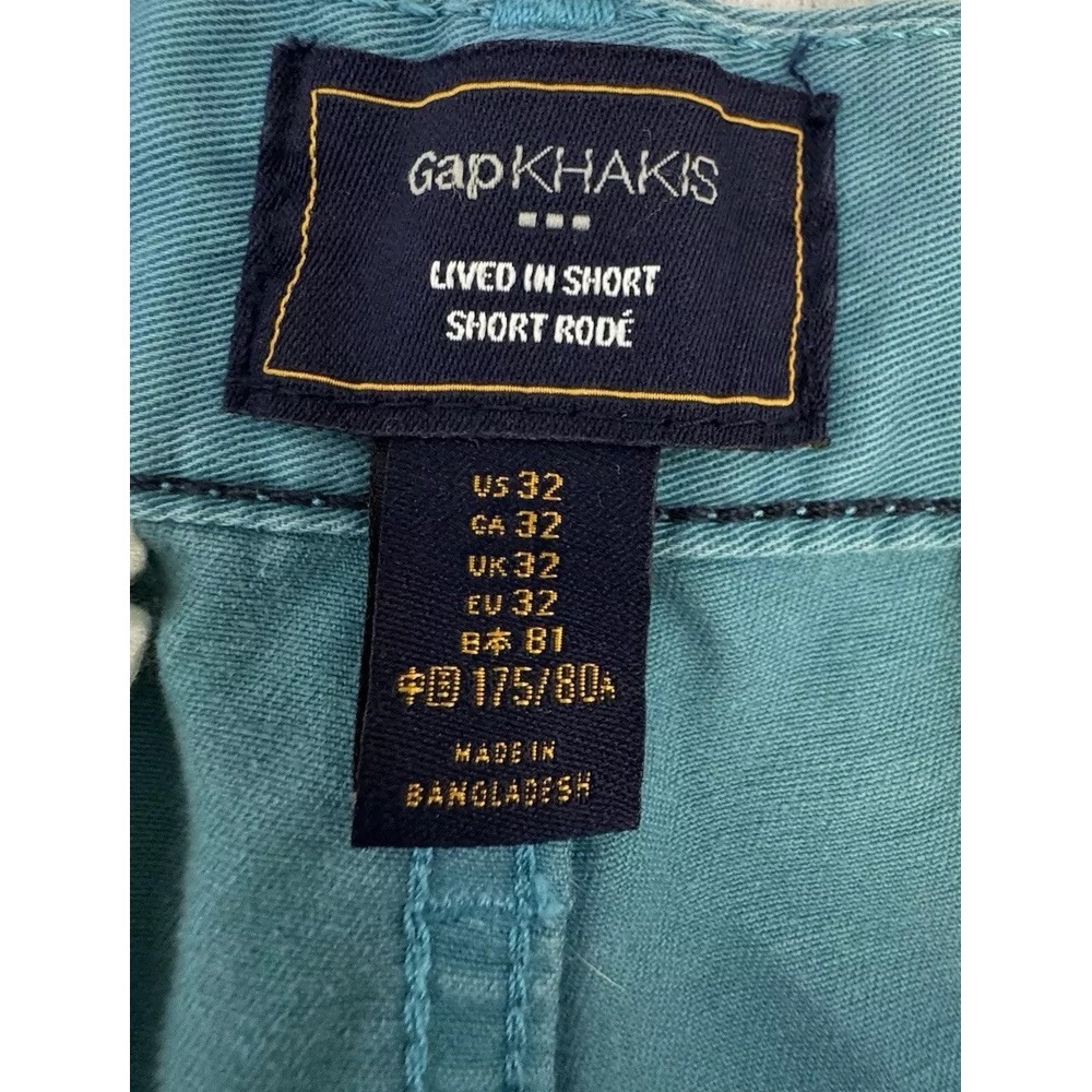 GAP Khaki Shorts Mens 32 Teal - Picture 3 of 8